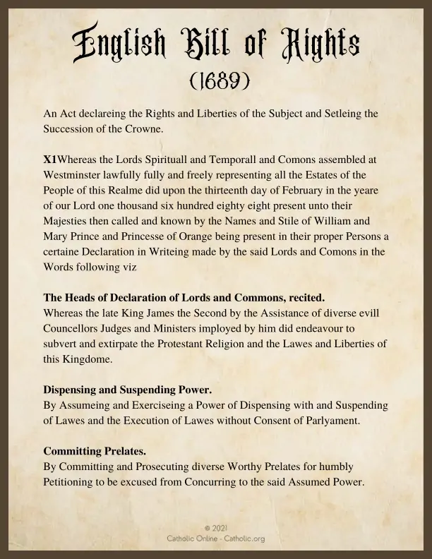 English Bill Of Rights 1688